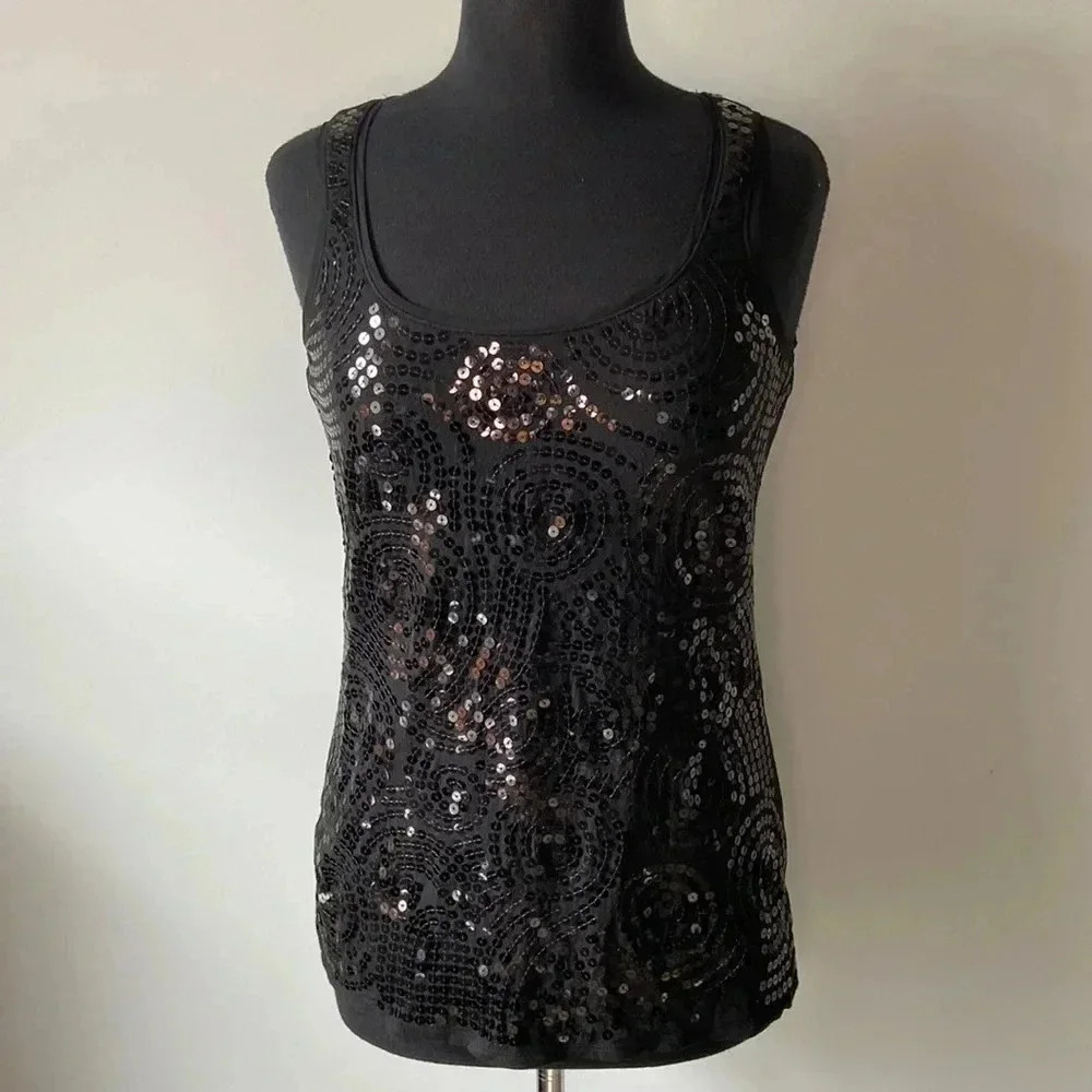 White House Black Market | Scoop Neck Sequin Tank Top